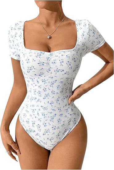 Bodysuits għan-nisa stampati tal-fjuri tal-fjuri
